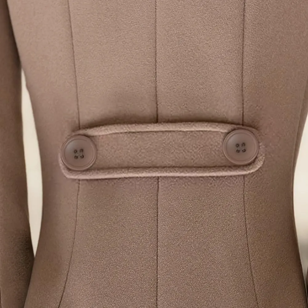 Women's Wool Blend Coat Winter Mid Long Double Breasted Overcoat Lapel Collar Outwear Jacket